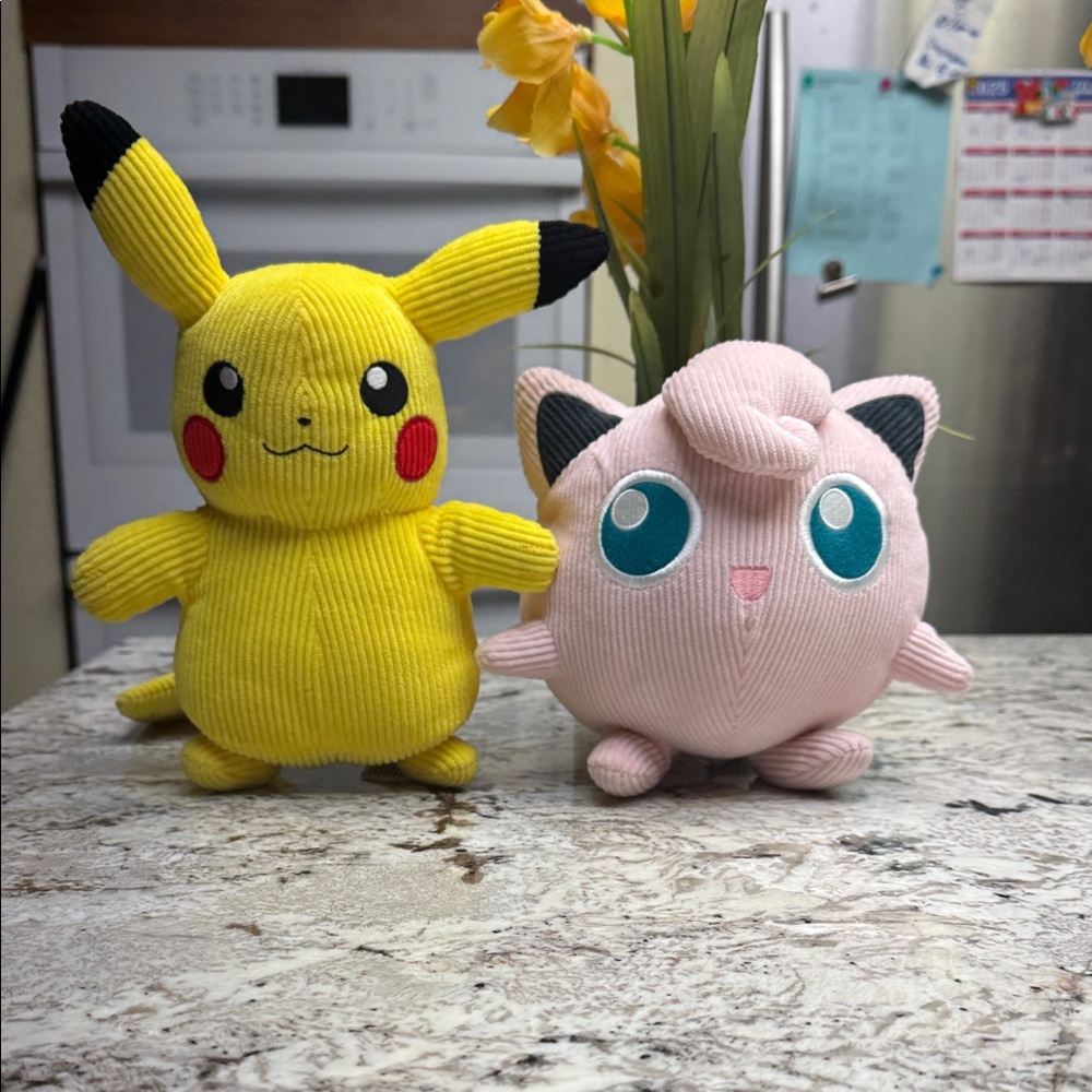 Jigglypuff and Pikachu Corduroy Plushies